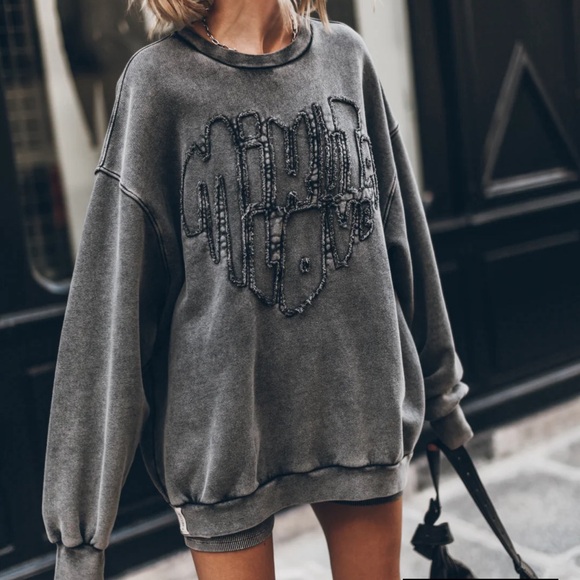 MIKUTA oversized grey black faded distressed sweatshirt - Picture 6 of 15